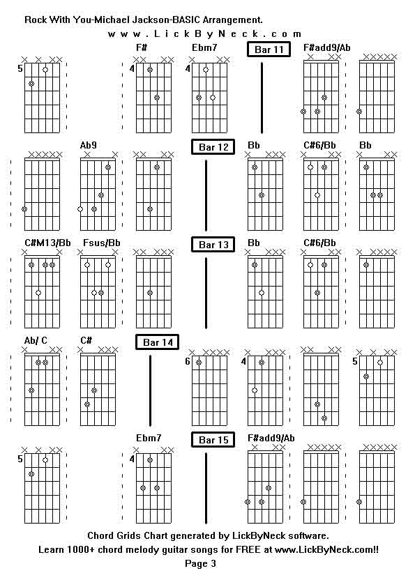 Chord Grids Chart of chord melody fingerstyle guitar song-Rock With You-Michael Jackson-BASIC Arrangement,generated by LickByNeck software.